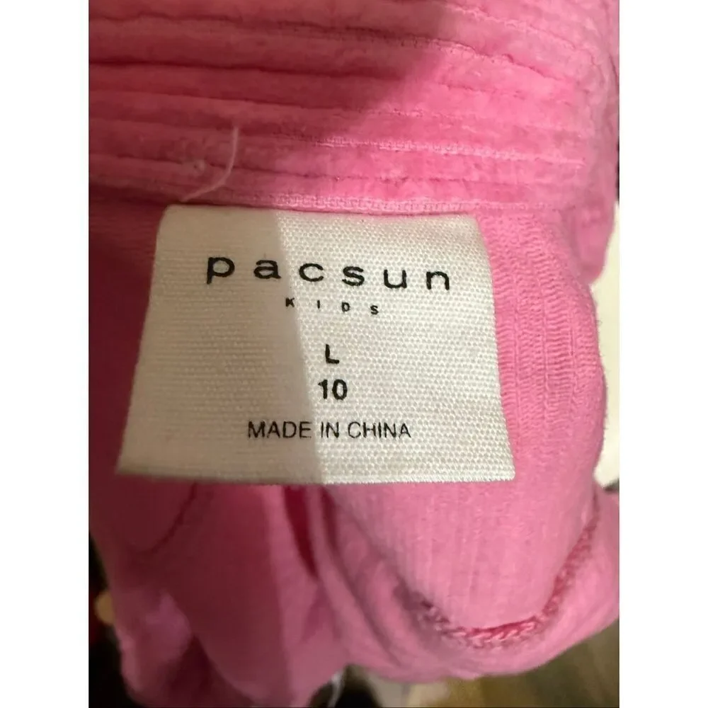PacSun Kids Corduroy Collared Button Front Long Sleeve Shacket Pink Size Large